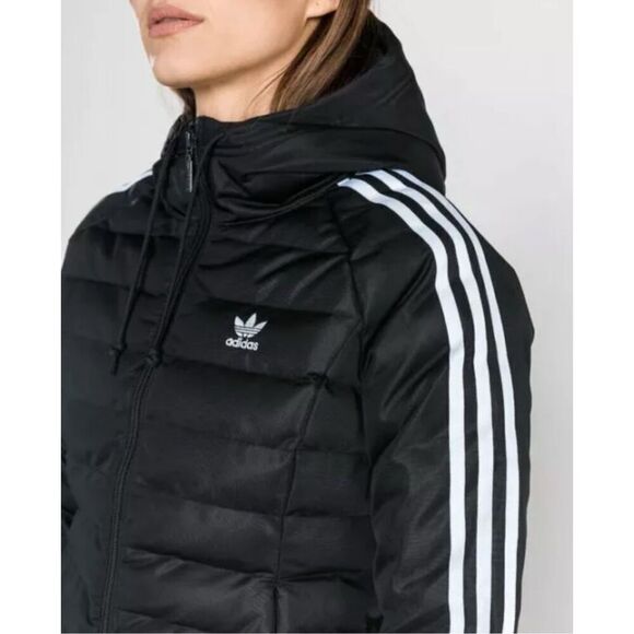 adidas Originals Three Stripe Slim Padded Puffer Jacket, Women’s Size Small, Bla - Picture 5 of 13